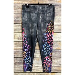 EVCR Evolution and Creation Women's Leggings Butterfly Print Black Gray Size L